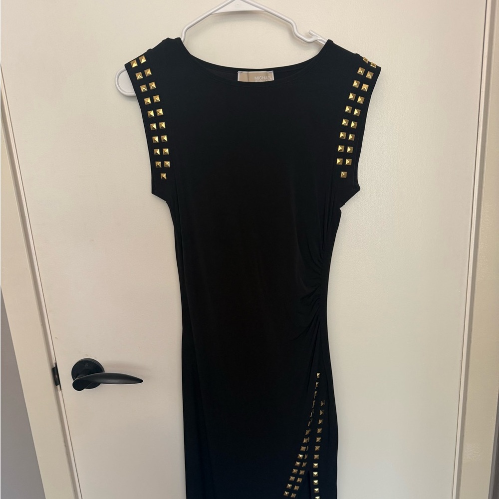 Michael Kors Black Dress with Gold Studs